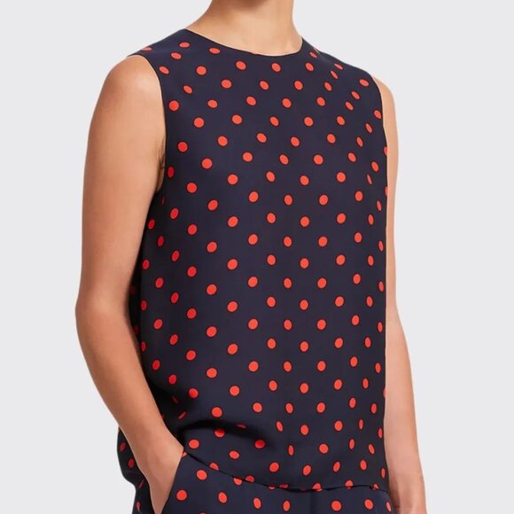 NEW Theory Continuous Silk Polka-Dot Shell Top - Picture 3 of 9